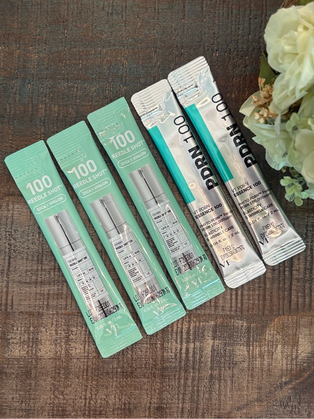 New VT Cosmetics 100 REEDLE SHOT Cica x Hyalon & PDRN ESSENCE Bundle of 5!